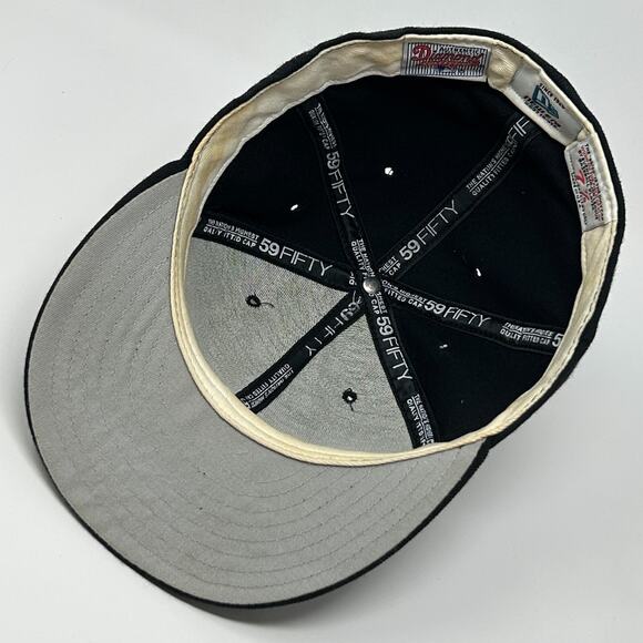 Vintage 90s Florida Marlins Hat Baseball Cap Fitted 7 7/8 Black New Era USA Made - Picture 4 of 10